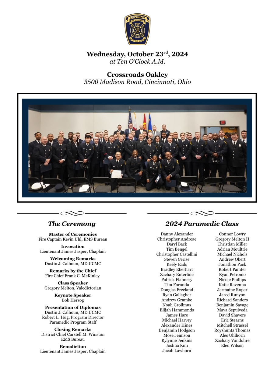 Class of 2024 graduation program: class photo, ceremony order, and graduate roster